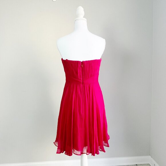 BCBGMaxazria Red Chiffon Strapless Mini Dress 4 - Picture 3 of 4